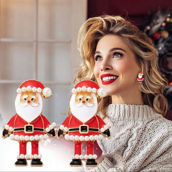 Christmas Red Santa Claus Earrings - Picture 2 of 9